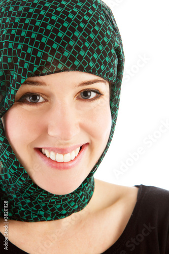 Photo: young woman with head scarf young woman with head scarf