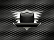 Shield with wings on the metal grill background - Eps8