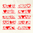 Vector: Funny hearts on shelves, sketch drawing for your design Funny hearts on shelves, sketch drawing for your design