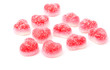 red fruit candies in heart formation