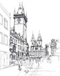 Vector: Old Town Square, Prague, Czech Republic - a vector sketch Old Town Square, Prague, Czech Republic - a vector sketch