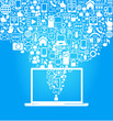 computer and social media icons blue