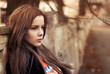 portrait of a beautiful girl on the street.