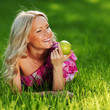 blonde on green grass