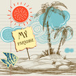 Tropical paradise background, sea holiday flyer