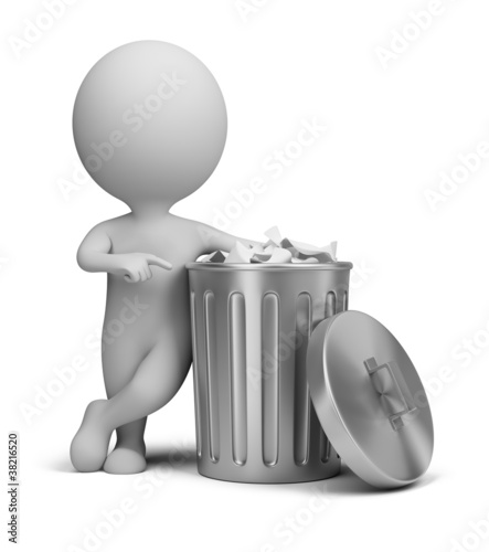 Illustration: 3d small people - trash can 3d small people - trash can