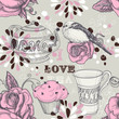 Tea love seamless pattern