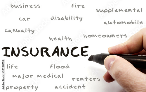 Photo: Insurance Word Cloud on Dry Erase Board Insurance Word Cloud on Dry Erase Board