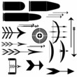collection, bow, crossbow, arrows, targets and bullet collection, bow, crossbow, arrows, targets and bullet