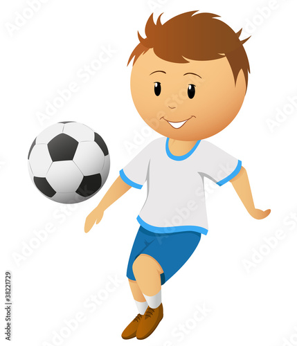 Vector: Cartoon footballer or soccer player play with ball Cartoon footballer or soccer player play with ball