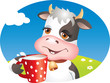 벡터 일러스트(편집용 파일):Funny cow drinking milk. Vector illustration Funny cow drinking milk. Vector illustration
