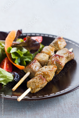 Photo: Beef skewer with salad Beef skewer with salad