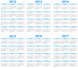 Calendar 2012, 2013, 2014, 2015, 2016, 2017