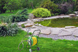 Watering hose pipe in the garden