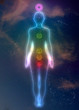 System of human chakras on  abstract space background