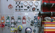 Complex side controls of a fire truck Complex side controls of a fire truck
