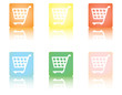 square shopping cart icons with reflection