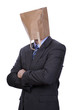Foto: Businessman with paper bag on his head Businessman with paper bag on his head