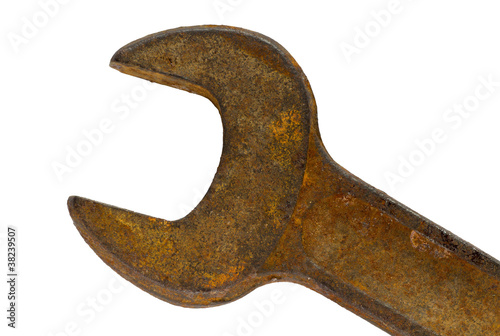Photo: Old rusty spanner head close up. Old rusty spanner head close up.