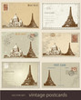 Vintage postcards - eiffelturm - vektor