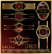 Vector set of vintage framed golden labels