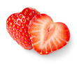 Heart-shaped strawberries isolated on white