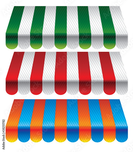 Vektor: set of striped awnings for store - vector illustration set of striped awnings for store - vector illustration