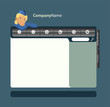 Full editable vector web layout with blonde stewardess