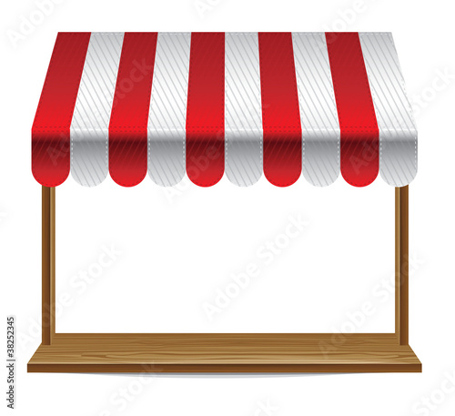 Vector: store window with striped awning - vector illustration store window with striped awning - vector illustration