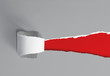 gerissenes Papier, grau-rot