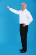 Man pointing to an invisible object