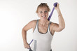 An elderly woman trained sports An elderly woman trained sports