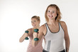 Young and old women train sports Young and old women train sports