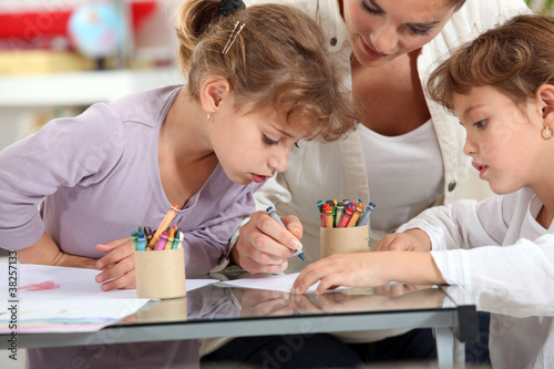 Photo: Little girls drawing Little girls drawing
