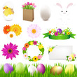 Happy Easter Icons And Green Grass
