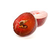 Close up of a red grape isolated on white background. Focus on t