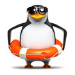 3d Penguin wears a lifering just in case