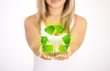 Woman hands holding ECO sign Woman hands holding ECO sign