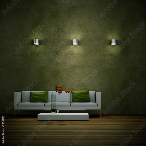 Photo: Wohndesign - weisses Sofa mit grünen Kissen Wohndesign - weisses Sofa mit grünen Kissen