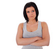 Junge Frau schaut skeptisch