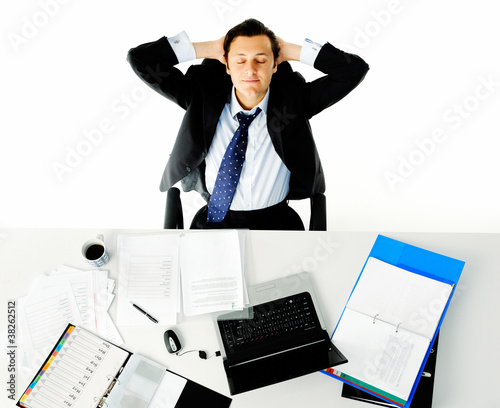 Photo: office desk worker office desk worker
