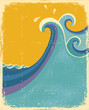 Sea waves poster. Vintage symbol of blue sea waves Sea waves poster. Vintage symbol of blue sea waves