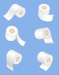 Six shiny paper rolls at different orientations