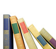 row of books isolated on white background, free copy space row of books isolated on white background, free copy space