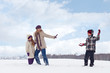 Foto: Kids and woman enjoy the snow Kids and woman enjoy the snow