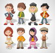 Set of 8 cute happy cartoon kids