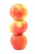 Three red and yellow apples on white Three red and yellow apples on white