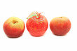 Two real and one glass apple Two real and one glass apple