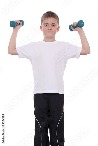 Illustration: Boy with dumbbells Boy with dumbbells