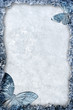 Illustration: Blue ice frame with butterflies background Blue ice frame with butterflies background